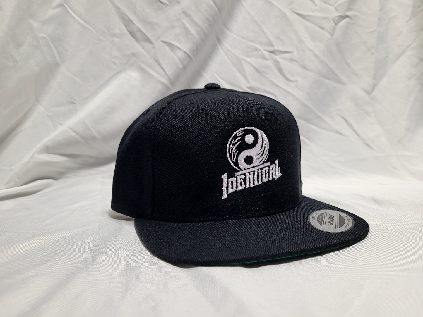 Snapback Flat Bill Hat Identical Logo - Black