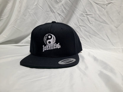 Snapback Flat Bill Hat Identical Logo - Black